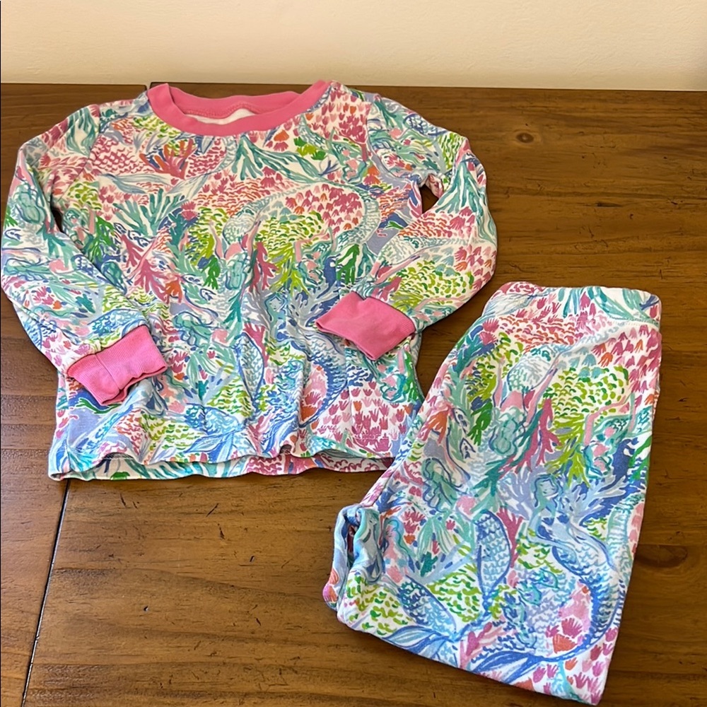 Lilly Pulitzer Pink and Blue Pajama Sets with Whimsical Floral Design